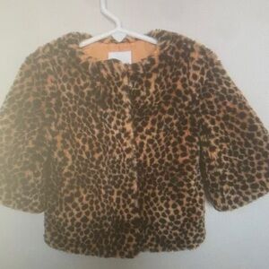 Leopard Print Faux Fur Kids Coat